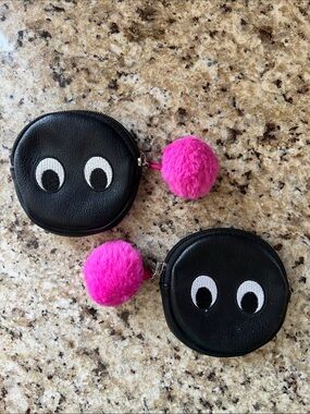 Coin Purse with Pink Pom Keychain